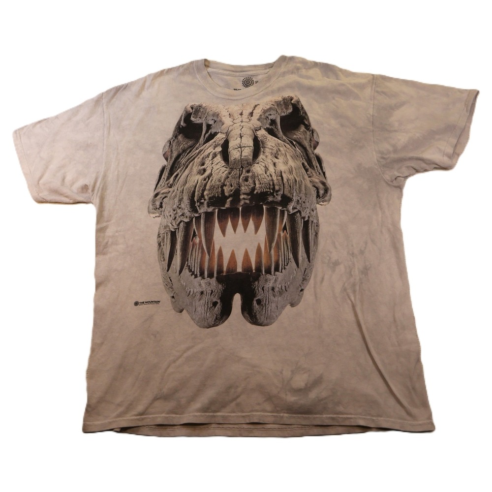 The Mountain Mens 2XL T-Shirt Grey T-Rex Dinosaur Skull Tie Dye David Penfound